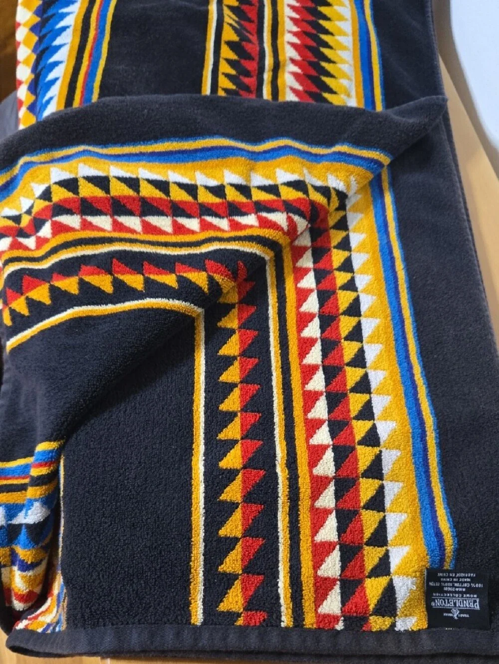 Pendleton Suwanee Oversize Red, Yellow & Blue Geometric Stripes Spa Towel